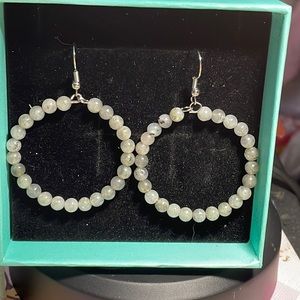 Labradorite Crystal dangle Hoop earrings